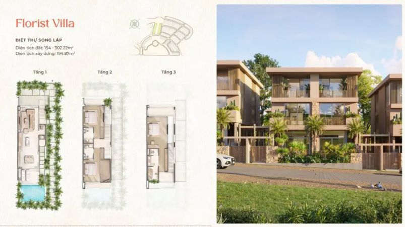 Cho thuê biệt thự Florist Villa – Hướng Tây Nam, khu yên tĩnh, gần quảng trường và nhà hàng